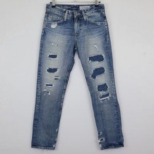 AG Ex boyfriend Slouchy Slim Crop, 19 Yr Quilted Mended Distressed